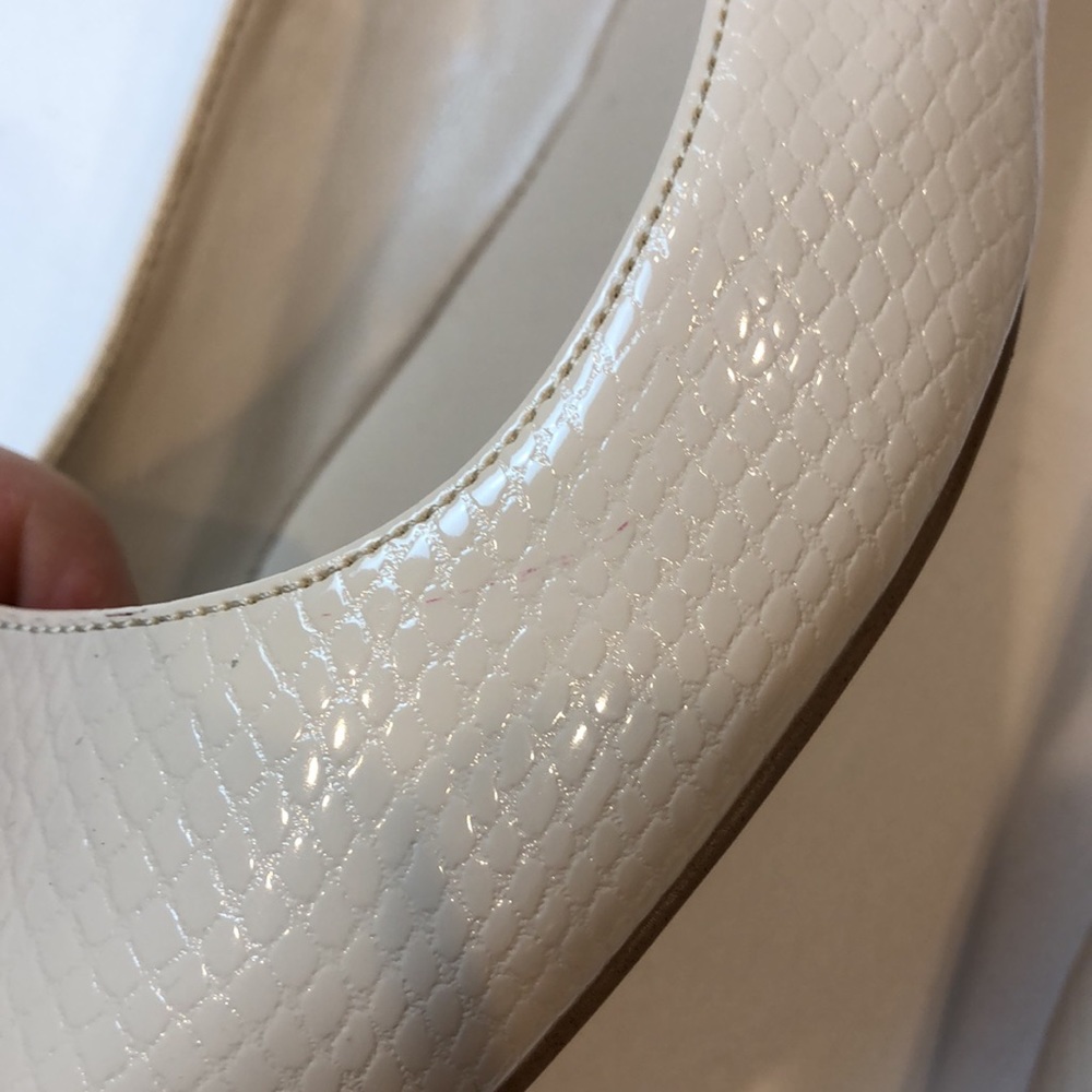 Calvin Klein Emerin Faux Snakeskin Nude Flats 8 - Picture 7 of 12